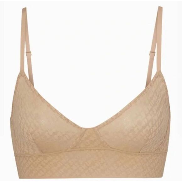 BNWT Women SKIMS Logo Mesh Triangle Bralette in Clay Size Extra Small - Picture 1 of 7